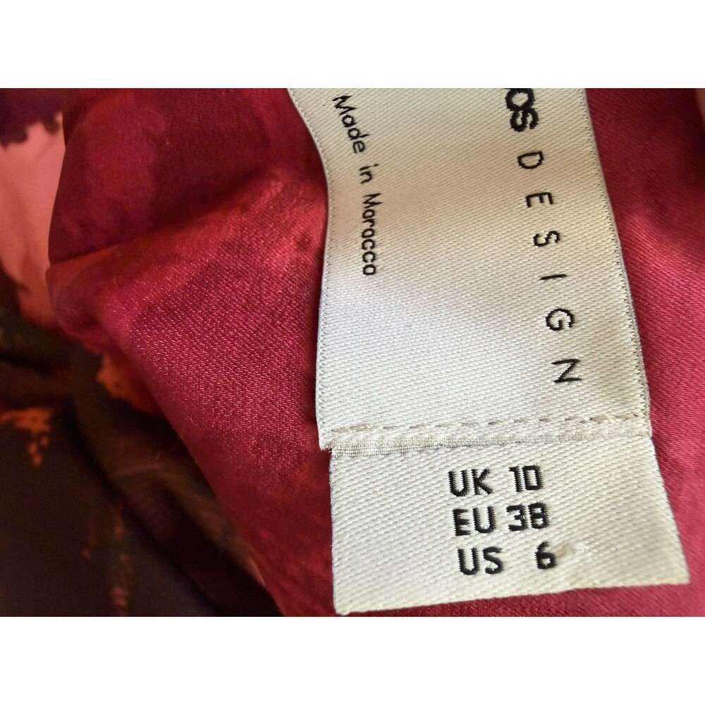 ASOS DESIGN Floral Satin Drape Detail Maxi Dress Pink Red 6 NWT Barbiecore Bold - Picture 9 of 9